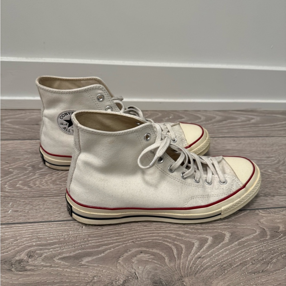 Men Converse Cream High-Top Sneakers Size 10